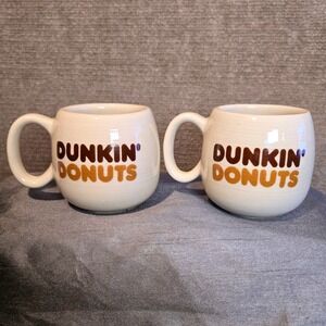 Vintage 80's Retired Dunkin Donuts "The Big One!" Coffee Mug Ribbed Exterior Set